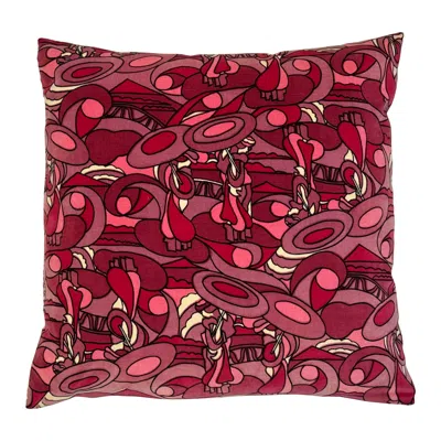 Pre-owned Pucci Vintage Pink Psychedelic Velvet Pillow In The Style Of