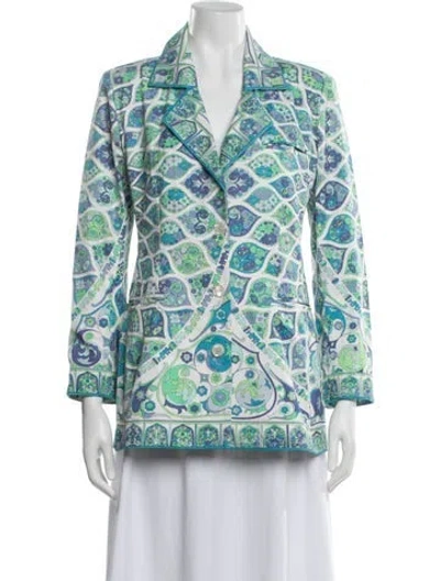Pre-owned Pucci Vintage Printed Blazer In Green