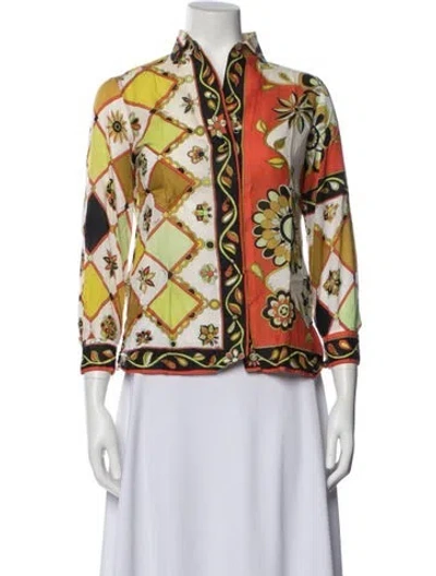 Pre-owned Pucci Vintage Printed Button-up Top In Green