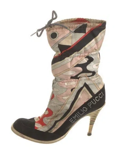 Pre-owned Pucci Vintage Printed Lace-up Boots In Neutral