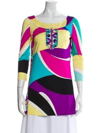 Pre-owned Pucci Vintage Printed Tunic In Yellow