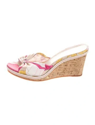 Pre-owned Pucci Vintage Satin Slides W/ Tags In Neutral