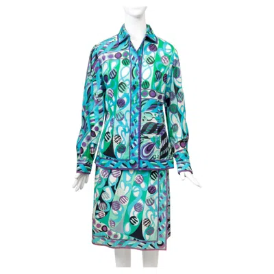 Pre-owned Pucci Vintage Shirt And Skirt Ensemble In Blue