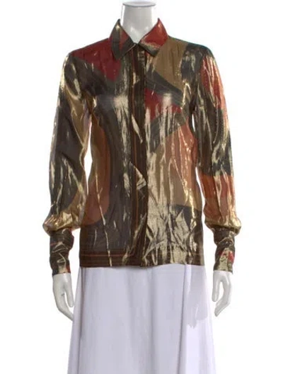 Pre-owned Pucci Vintage Silk Top In Brown
