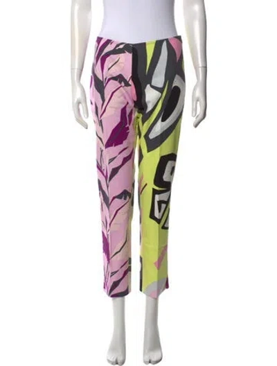 Pre-owned Pucci Vintage Straight Leg Pants In Pink/yellow