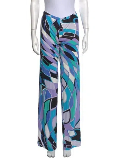 Pre-owned Pucci Vintage Wide Leg Pants W/ Tags In Blue