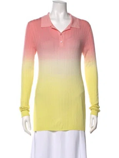 Pre-owned Pucci Virgin Wool Colorblock Pattern Polo In Yellow