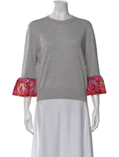 Pre-owned Pucci Virgin Wool Floral Print Top In Gray
