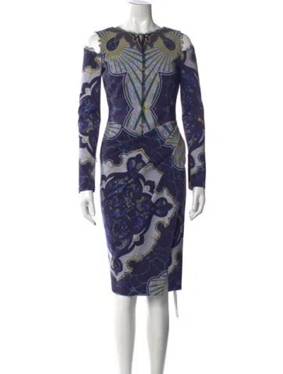 Pre-owned Pucci Virgin Wool Knee-length Dress W/ Tags In Blue