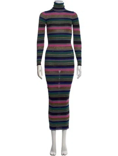 Pre-owned Pucci Virgin Wool Long Dress In Black/metallic