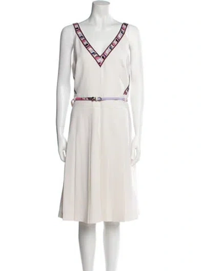 Pre-owned Pucci Virgin Wool Midi Length Dress W/ Tags In Neutral