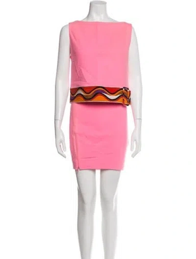 Pre-owned Pucci Virgin Wool Patterned Skirt Set In Pink
