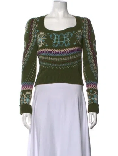 Pre-owned Pucci Virgin Wool Patterned Sweater In Green