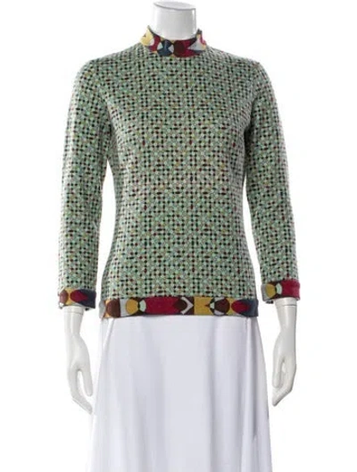 Pre-owned Pucci Virgin Wool Patterned Top In Green