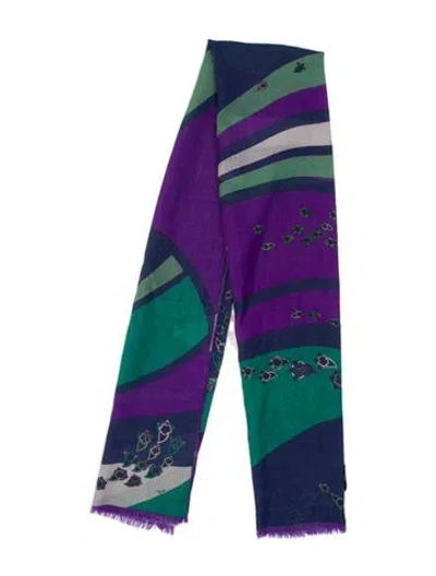Pre-owned Pucci Virgin Wool Printed Scarf In Purple
