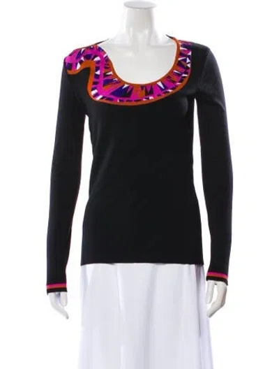 Pre-owned Pucci Virgin Wool Scoop Neck Sweater In Black