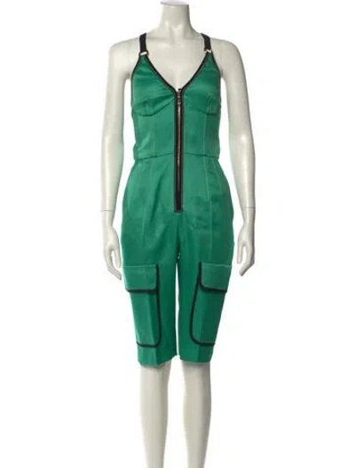 Pre-owned Pucci Virgin Wool Square Neckline Romper In Green