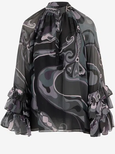 PUCCI VISCOSE BLOUSE WITH ABSTRACT PRINT