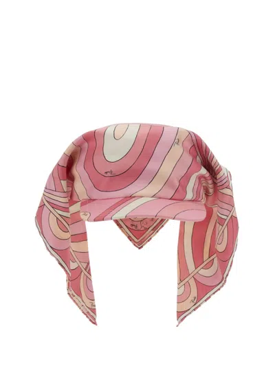 Pucci Visor With Scarf In Pink