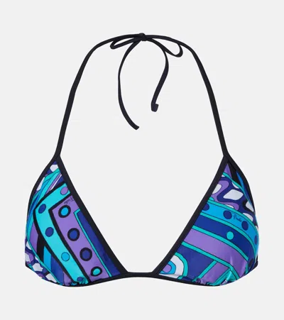 Pucci Vivara Bikini Top In Blue