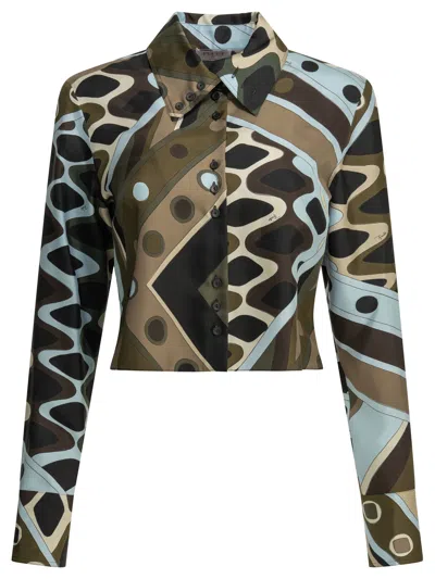 Pucci Vivara Print Cropped Shirt In Multi