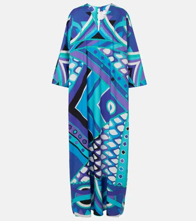 Pucci Vivara Cotton Kaftan In Blue