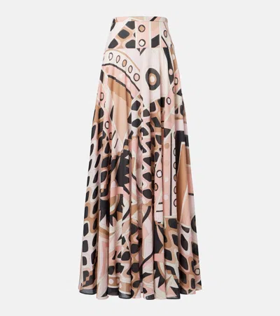 Pucci Vivara Cotton Muslin Maxi Skirt In Pink