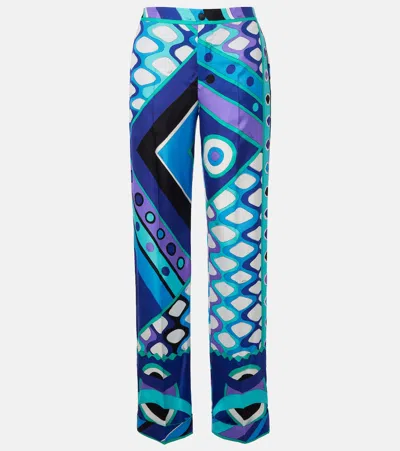 Pucci Vivara High-rise Silk Wide-leg Pants In Multi