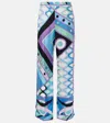 Pucci Printed Silk Pants With Roll-up Cuffs In Multicoloured