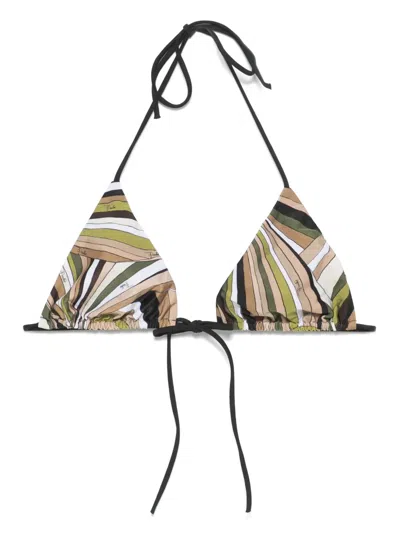 Pucci Vivara-print Bikini Top In Green