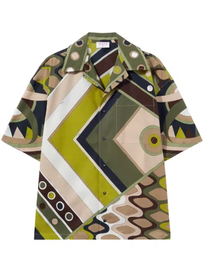 Pucci Vivara-print Cotton Bowling Shirt In Green