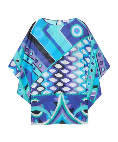 Pucci Vivara Print Cotton Kaftan In Blue