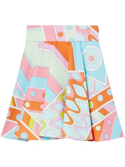 Pucci Vivara Print Cotton Miniskirt In Pink