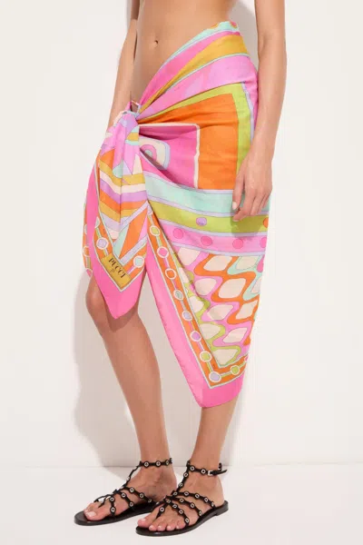 Pucci Vivara Print Cotton Sarong Multicolor