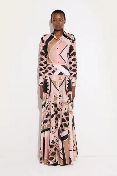 Pucci Vivara Print Cotton Shirt Nude In Multi