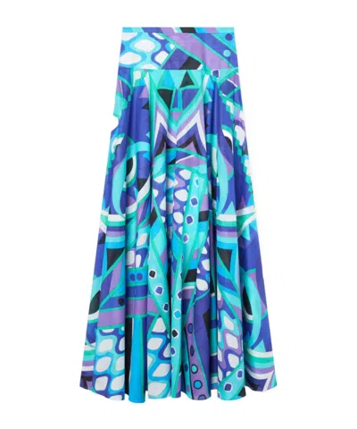 Pucci Geometric-print Cotton Skirt In Multi