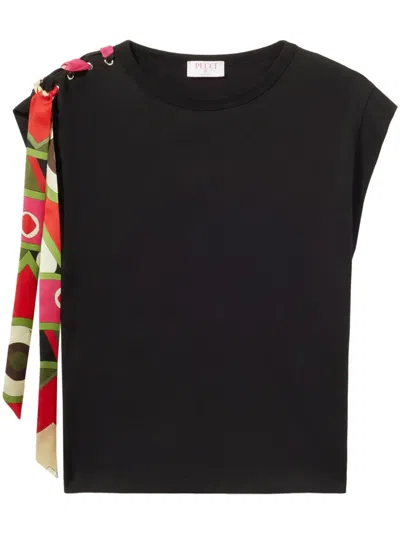 Pucci Vivara-print Cotton T-shirt In Black