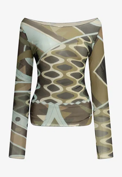 Pucci Vivara Print Fitted Top In Multi