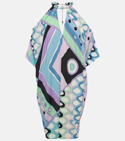 Pucci Vivara-print Jersey Satin Kaftan In Blue