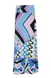 Pucci Vivara-print A-line Maxiskirt In Celeste/bianco
