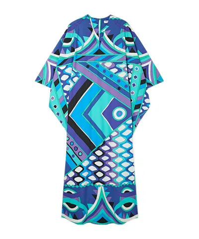 Pucci Vivara Print Popeline Kaftan In Blue