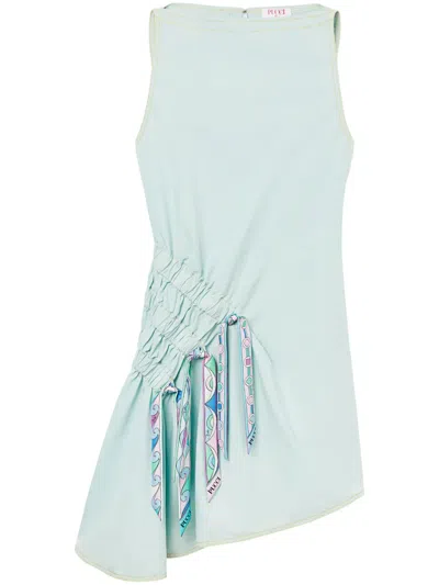 Pucci Vivara-print Ruched Minidress In Green