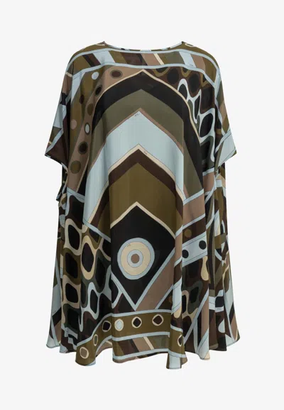 Pucci Vivara Print Short Kaftan Dress In Multi