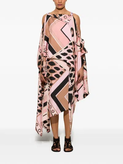Pucci Vivara Print Silk Dress In Pink