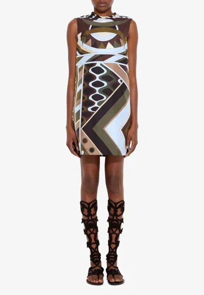 Pucci Vivara Print Silk Mini Dress In Multi