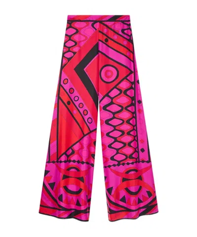 Pucci Vivara Print Silk Palazzo Pants In Pink