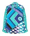 Pucci Vivara Silk Shirt Geometric Pattern In Blue