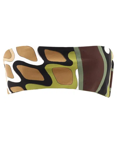 Pucci Vivara-print Silk-twill Bandeau In Green