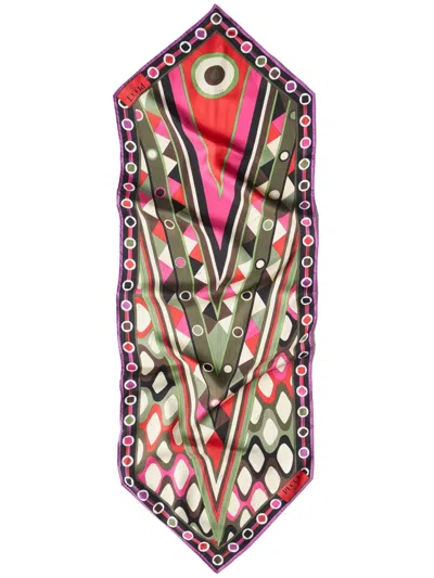 Pucci Vivara-print Silk Twill Scarf In Green
