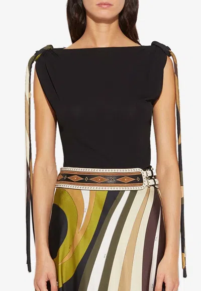 Pucci Vivara Print Sleeveless Top In Black